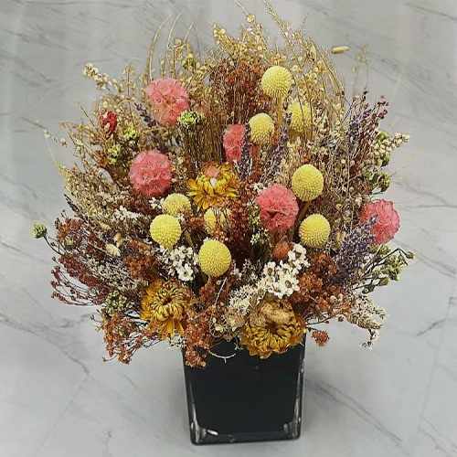 Assorted Dried Flowers Arrangement in a Vase