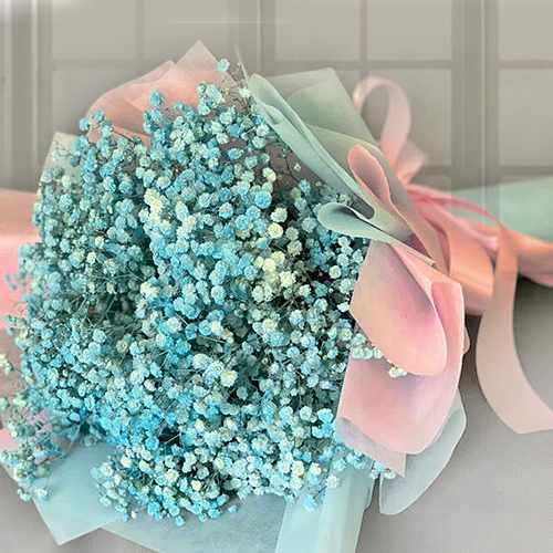 Bouquet of Blue and White Baby’s Breath