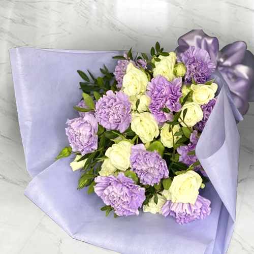 Purple Delight Bouquet of Carnation and Eustomas