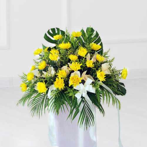Funeral Arrangement of Yellow Flowers