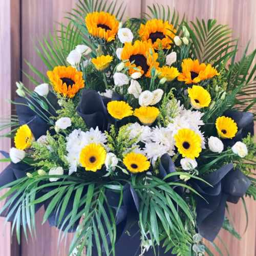 Gerbera Sunflower and Eustomas of Sympathy