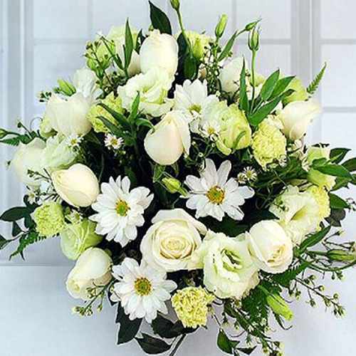 White Vibrant of Gerberas Daisies and Roses