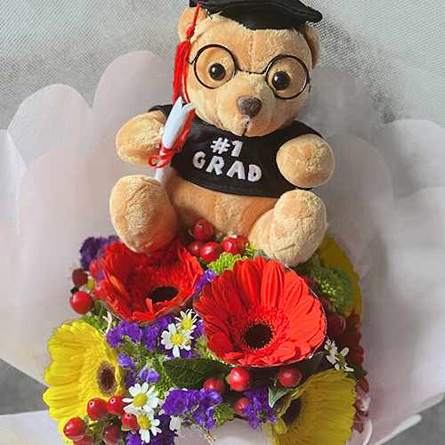 Congratulation Bouquet with a push Bear