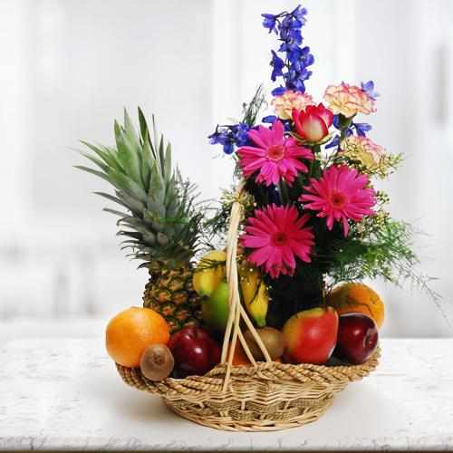 Basket of Fruits and Lavander Flowers