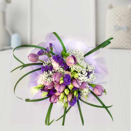 Royal Bouquet of Purple Tulips and Statis 
