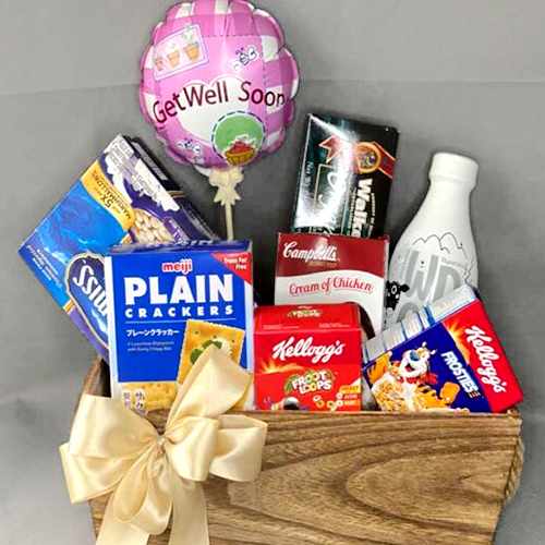 Healthy Meal Hamper in a Wooden Tray