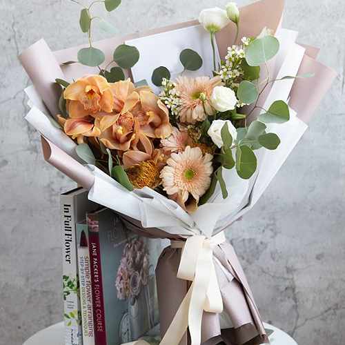 Splendour Bouquet of Orchids, Gerberas and Eustomas
