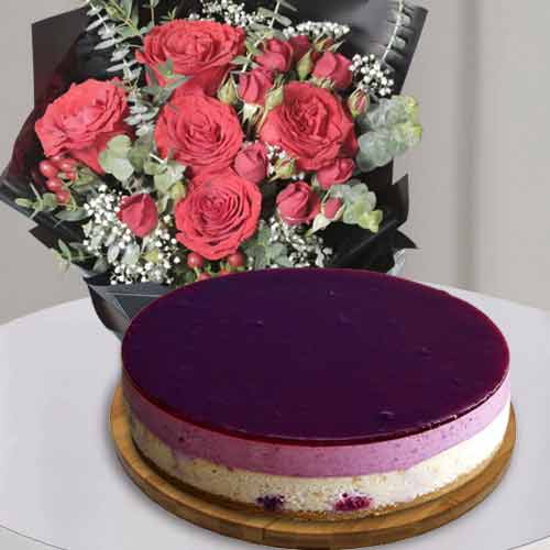 Red Rose N Blueberry Cheesecake