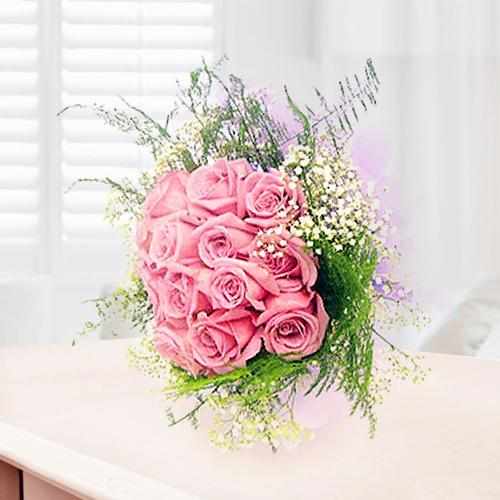 18 Pink Rose Handmade Bouquet