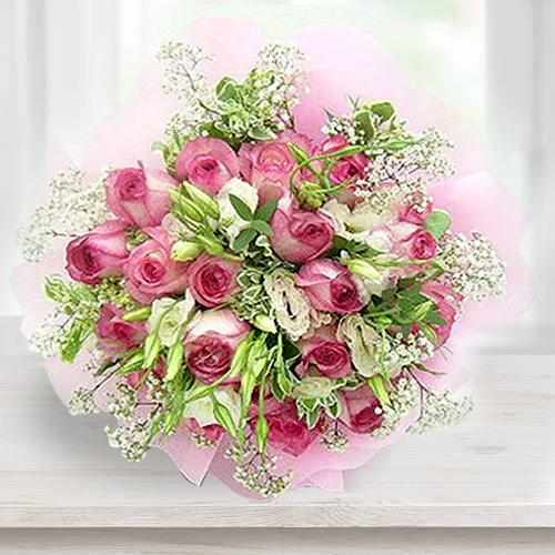 Fabulous 20 Pink Roses Hand made bouquet