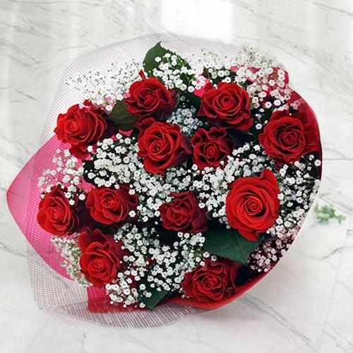 Elegant Hand Bouquet of 12 Red Rose